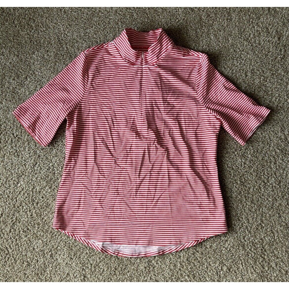 Tommy Bahama Island Zone Top Womens Medium 1/4 Zip Polo Golf Sporty Red‎ White